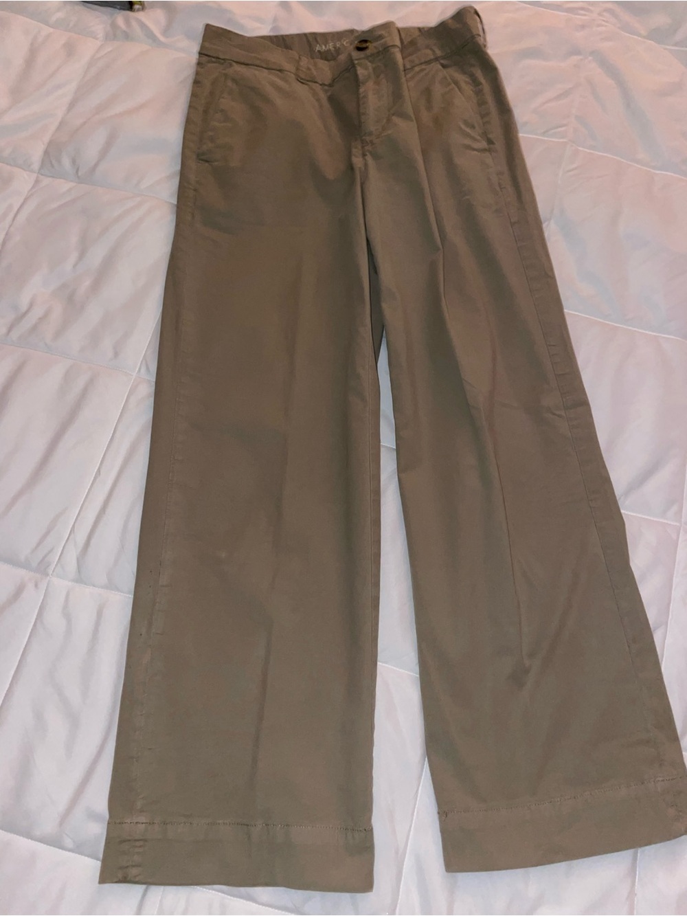 American Eagle Stretch Chino Trousers Size 2 Short Khaki Tan Pants 27”